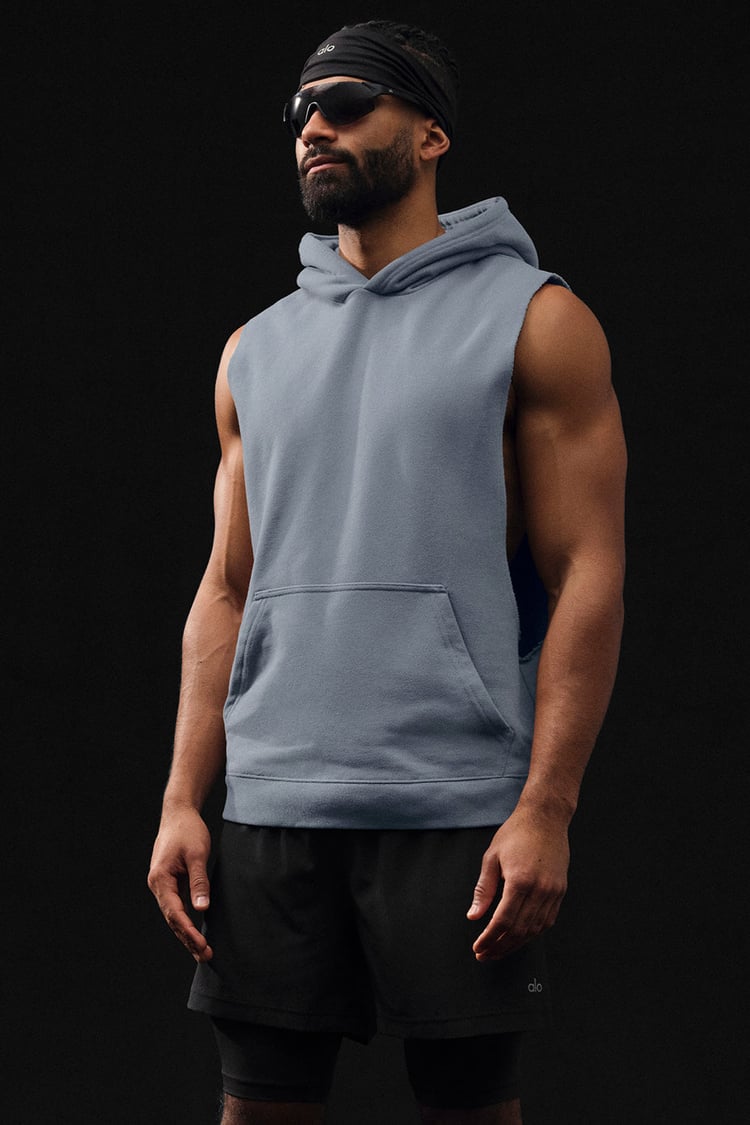 Sleeveless grey hoodie outlet